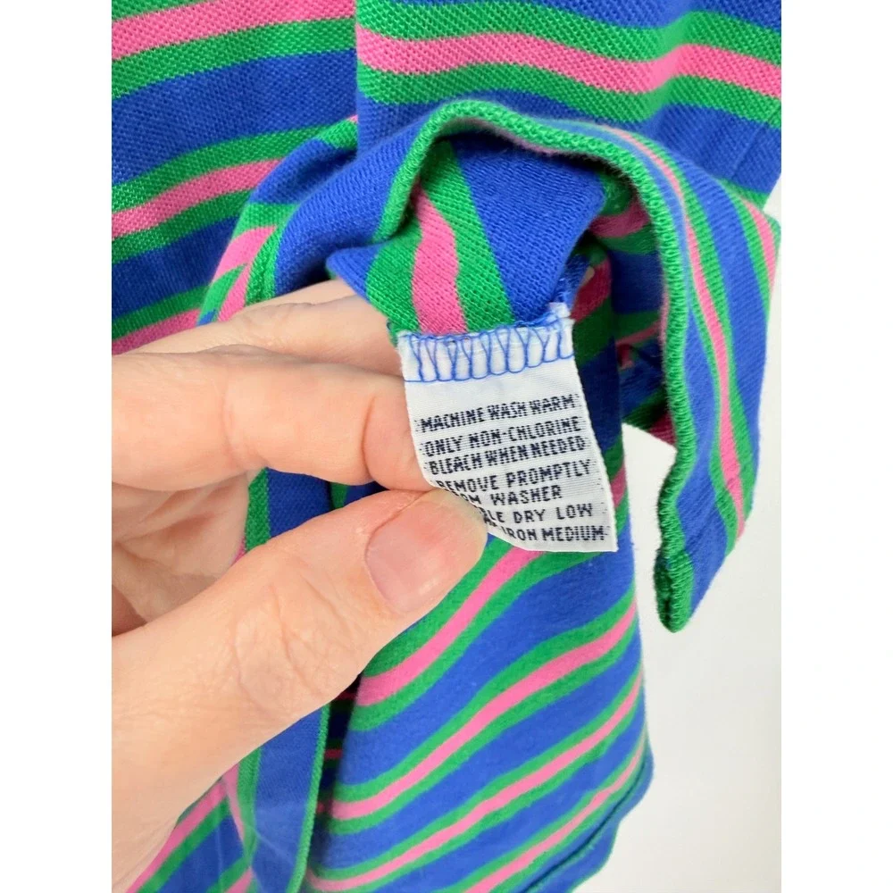 Vtg 90s Polo Ralph Lauren pique shirt Mens L Preppy Heritage Striped pink